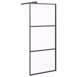 vidaXL Walk-in Shower Wall 90x195 cm Frosted ESG Glass Black Shower Screen