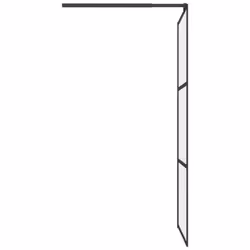 vidaXL Walk-in Shower Wall 90x195 cm Frosted ESG Glass Black Shower Screen - Additional view 4