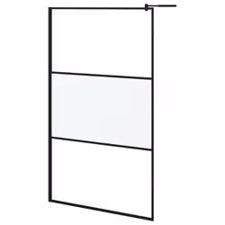 vidaXL Walk-in Shower Wall 115x195 cm Frosted ESG Glass Black Shower Screen
