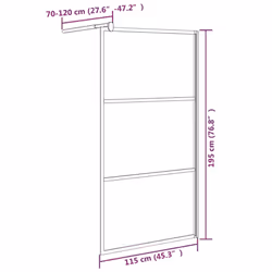 vidaXL Walk-in Shower Wall 115x195 cm Frosted ESG Glass Black Shower Screen - Additional view 4