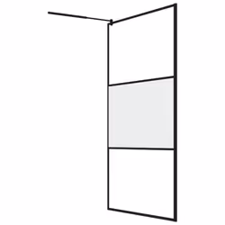 vidaXL Walk-in Shower Wall 115x195 cm Frosted ESG Glass Black Shower Screen - Additional view 5