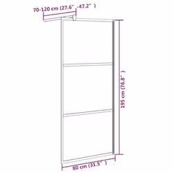 vidaXL Walk-in Shower Wall 80x195cm ESG Glass with Stone Design Black Cubicle