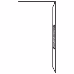 vidaXL Walk-in Shower Wall 90x195cm ESG Glass with Stone Design Black Cubicle - Additional view 4