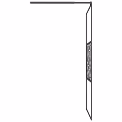 vidaXL Walk-in Shower Wall 100x195cm ESG Glass with Stone Design Black Cubicle - Additional view 4