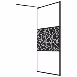 vidaXL Walk-in Shower Wall 115x195cm ESG Glass with Stone Design Black Cubicle - Additional view 5