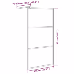 vidaXL Walk-in Shower Wall 115x195cm ESG Glass with Stone Design Black Cubicle - Additional view 7