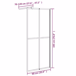 vidaXL Walk-in Shower Screen 90x195cm Dark Tempered Glass Shower Enclosure - Additional view 6
