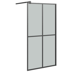 vidaXL Walk-in Shower Wall with ESG Glass Bathroom Screen Shower Partition - black, 100 x 195 cm
