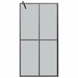 vidaXL Walk-in Shower Wall with ESG Glass Bathroom Screen Shower Partition - black, 100 x 195 cm