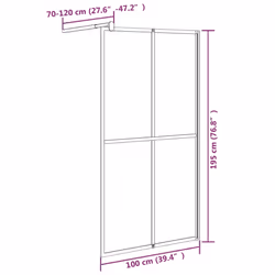 vidaXL Walk-in Shower Wall with ESG Glass Bathroom Screen Shower Partition - black, 100 x 195 cm
