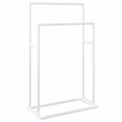 vidaXL Freestanding Towel Rack White Iron Bathroom Towel Holder Drying Shelf