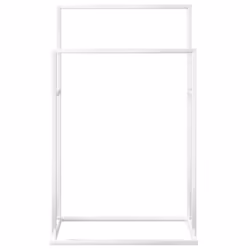 vidaXL Freestanding Towel Rack White Iron Bathroom Towel Holder Drying Shelf