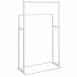 vidaXL Freestanding Towel Rack White Iron Bathroom Towel Holder Drying Shelf - Additional view 4