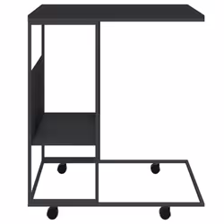 vidaXL Side Table with Wheels Black Engineered Wood Accent Tea Laptop Table - Additional view 2