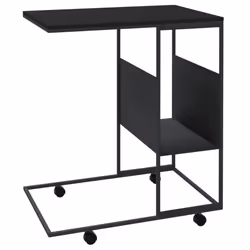 vidaXL Side Table with Wheels Black Engineered Wood Accent Tea Laptop Table - Additional view 4