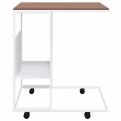 vidaXL Side Table with Wheels White Engineered Wood Accent Tea Laptop Table - Additional view 3