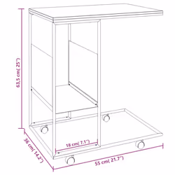 vidaXL Side Table with Wheels White Engineered Wood Accent Tea Laptop Table - Additional view 4
