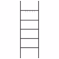 vidaXL Towel Rack Ladder with 5 Tiers Black Iron Wall Leaning Towel Ladder