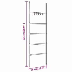 vidaXL Towel Rack Ladder with 5 Tiers Black Iron Wall Leaning Towel Ladder - Additional view 5