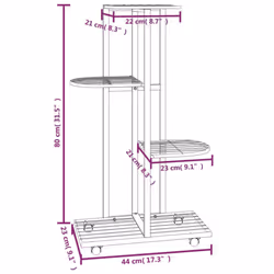 vidaXL 4-Floor Flower Stand with Wheels White Iron Plant Rack Flower Shelf