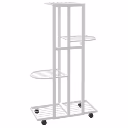 vidaXL 4-Floor Flower Stand with Wheels White Iron Plant Rack Flower Shelf - Additional view 4