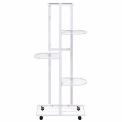 vidaXL 5-Floor Flower Stand with Wheels White Iron Plant Rack Flower Shelf