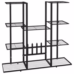 vidaXL Flower Stand 94.5x25x89 cm Black Iron Plant Rack Corner Plant Shelf