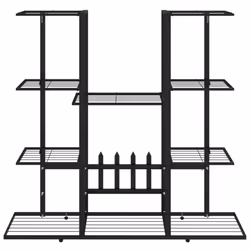 vidaXL Flower Stand 94.5x25x89 cm Black Iron Plant Rack Corner Plant Shelf