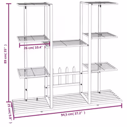 vidaXL Flower Stand 94.5x25x89 cm Black Iron Plant Rack Corner Plant Shelf