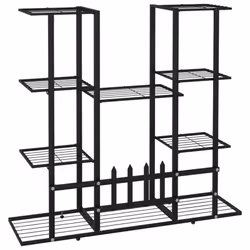 vidaXL Flower Stand 94.5x25x89 cm Black Iron Plant Rack Corner Plant Shelf - Additional view 4