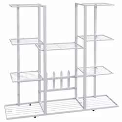 vidaXL Flower Stand 94.5x25x89 cm White Iron Plant Rack Corner Plant Shelf