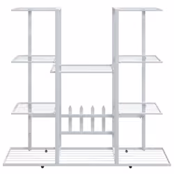 vidaXL Flower Stand 94.5x25x89 cm White Iron Plant Rack Corner Plant Shelf
