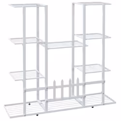 vidaXL Flower Stand 94.5x25x89 cm White Iron Plant Rack Corner Plant Shelf - Additional view 4