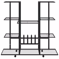 vidaXL Flower Stand with Wheels 94.5x24.5x91.5 cm Black Iron Tall Plant Stand - Additional view 2