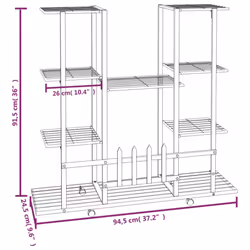 vidaXL Flower Stand with Wheels 94.5x24.5x91.5 cm Black Iron Tall Plant Stand - Additional view 3