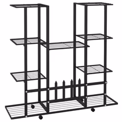 vidaXL Flower Stand with Wheels 94.5x24.5x91.5 cm Black Iron Tall Plant Stand - Additional view 4