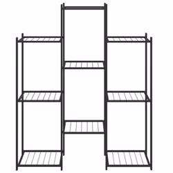 vidaXL Flower Stand 83x25x100 cm Black Iron Plant Rack Corner Plant Shelf - Additional view 2