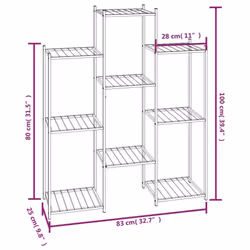 vidaXL Flower Stand 83x25x100 cm Black Iron Plant Rack Corner Plant Shelf - Additional view 5