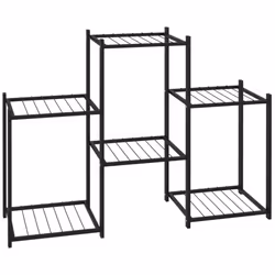 vidaXL Flower Stand 83x25x60 cm Black Iron Corner Plant Shelf Flower Rack