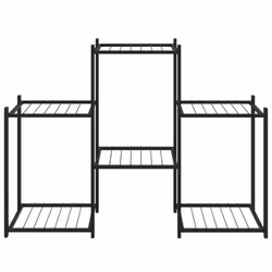 vidaXL Flower Stand 83x25x60 cm Black Iron Corner Plant Shelf Flower Rack