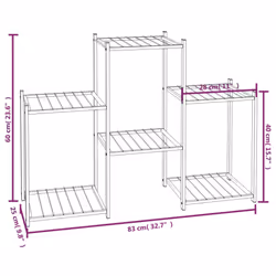 vidaXL Flower Stand 83x25x60 cm Black Iron Corner Plant Shelf Flower Rack