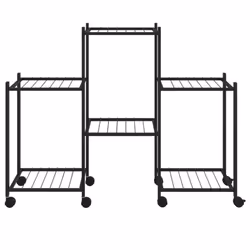 vidaXL Flower Stand with Wheels 83x25x63.5 cm Black Iron Tall Plant Stand