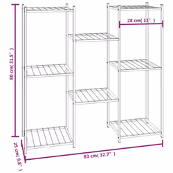 vidaXL Flower Stand 83x25x80 cm Black Iron Corner Plant Shelf Flower Rack