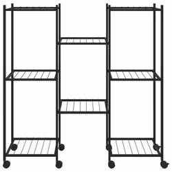 vidaXL Flower Stand with Wheels 83x25x83.5 cm Black Iron Tall Plant Stand - Additional view 2
