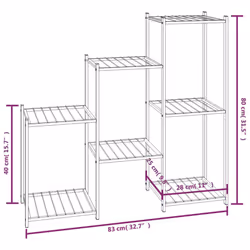 vidaXL Flower Stand 83x25x80 cm Black Iron Corner Plant Shelf Flower Rack