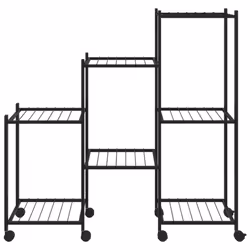 vidaXL Flower Stand with Wheels 83x25x83.5 cm Black Iron Tall Plant Stand - Additional view 2