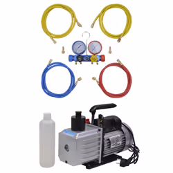 vidaXL Vacuum Pump 100 L/min with 4-way Manifold Gauge Set in Tool Kit Pump