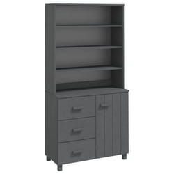 vidaXL Highboard Solid Wood Pine Drawer Side Cabinet Furniture Multi Colours - dark grey