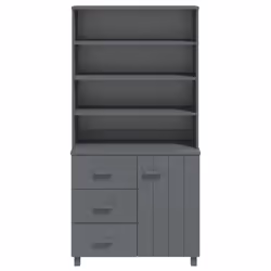 vidaXL Highboard Solid Wood Pine Drawer Side Cabinet Furniture Multi Colours - dark grey