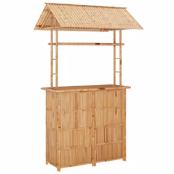 vidaXL Bar Set 3 Piece Bamboo Patio Breakfast Bar Stool Garden Table and Chair